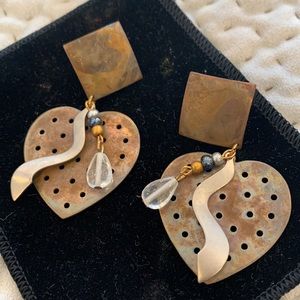 Beautiful Patina Artisan Studio Handmade Heart Earrings-NWT